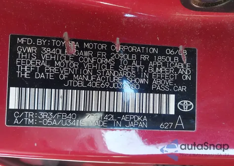 2009 Toyota Corolla Le from USA, damaged, VIN JTDBL40E69J032980